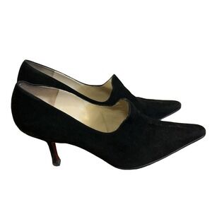 Guido Pasquali black suede pointed toe shoes, heels, 7.5